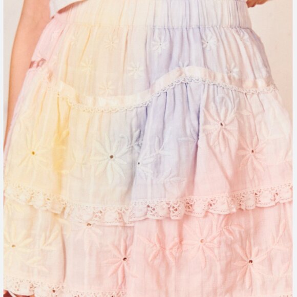LoveShackFancy Tie Dye Tully Mini Skirt, Size Medium - Picture 1 of 3